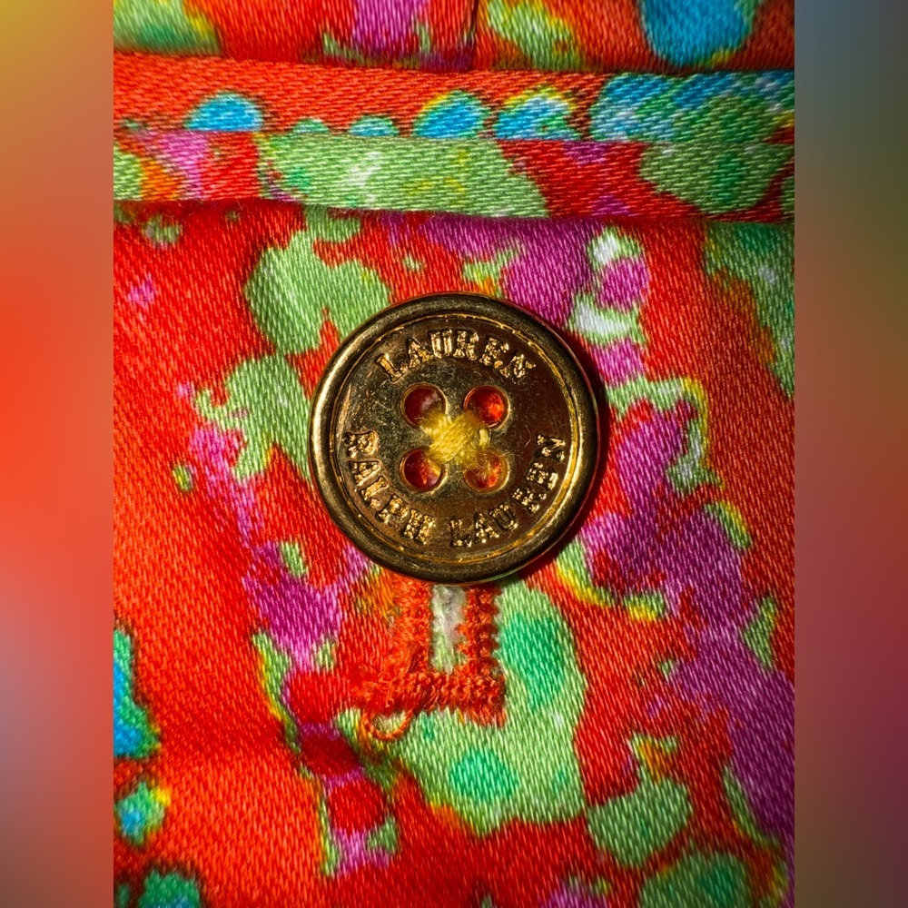 Lauren Ralph Lauren Paisley Shorts Size 14 Orange Multicolor Preppy Resort - Picture 2 of 10